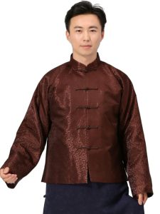 Handmade Chinese Tang Suit Mens Traditional Retro Loose Sleeveless Embroidered Silk Banquet Ceremony Festive Clothing