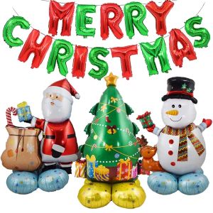 115cm Extra Large Standing Christmas Foil Balloon Snowman Gingerbread Man Santa Claus Balloon Christmas Decoration 2024 Kids Favor Gifts