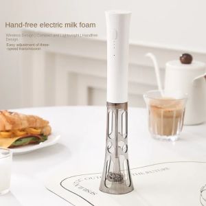 New Style Coffee Tools Stainless Steel Handheld Milk Frother Small-scale USB Rechargeable Coffee Handheld Electric Milk Beaters