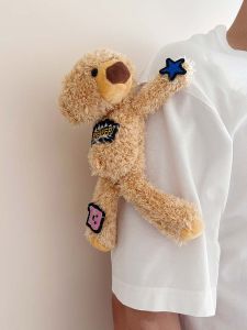 Cartoon Cute Fluffy Badge Bear Pin Animal Doll Clothes Hanging Ornament Brooch Sweet Wind Accessories Couple