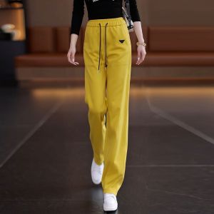 Quần Ống Rộng Cạp Cao Thể Thao Cao Cấp Mùa Xuân Hè Quần Ống Rộng Cạp Chun Dáng Chữ a Quần Dài Thường Ngày Chống Gió