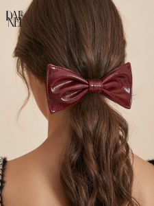 DAINEI Leather Butterfly Knot Hair Clip Womens Cute Forehead High Hair Clamp Glowing Simple Design Fashionable Hair Accessories