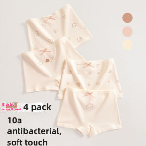 4-Pack Girls Cotton Boxer Underwear Soft Comfortable Breathable Non-Riding Design for Baby Toddler Kids Big Girls