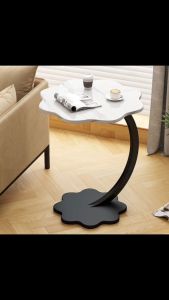 Nordic-Inspired Modern Side Table with Curved Legs and Marble Top