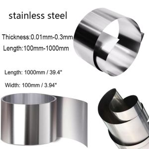 1Pcs 304 Stainless Steel Strip Coil Sheet 0.5m/1m Width Metal Steel Strip 0.01mm 0.03mm 0.05mm 0.08mm 0.1mm 0.2mm 0.3mm