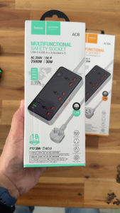 Ổ cắm điện đa năng 3AC+1C+3A Hoco AC8 30W dây dài 1.5m -Bảo Hành 6 tháng