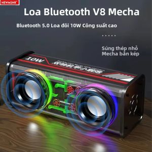 Loa Bluetooth Trong Suốt TWS V8 Mecha Có Đèn RGB Loa Siêu Trầm Âm Trầm Không Dây Xung Quanh Không Dây Loa Mini Di Động Tại Nhà Loa Tiệc Tùng