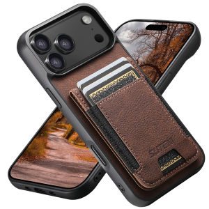 SUTENI Luxury Faux Leather Card Holder Stand Phone Case Frosted Feel For iPhone 17 Pro Max 16 Plus 15 14 13 12
