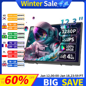 12.3 inch portable monitor 1280P 400cd/m² 60hz gaming monitor Built-in speakers for ps3/4/5 Swtich Xbox laptop iphone PC