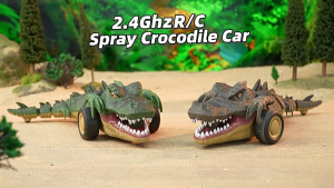 Childrens remote control toy car / simulated crocodile model / electric crocodile toy / colored lights / spray function
