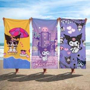 Sanrio | Cute K-Kuromi Towel Beach Shower Bath Travel Lightweight Skin Friendly for Pool Camping Cruise Summer