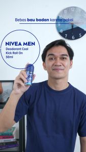(PAKET HEMAT ISI 3) NIVEA MEN Deodorant Roll On Cool Kick 50ml - Deodoran pria perlindungan ekstra kering dari keringat bau badan dan sensasi dingin dan wangi sporty seharian - Antiperspiran tidak mengandung ethyl alkohol cocok semua jenis kulit