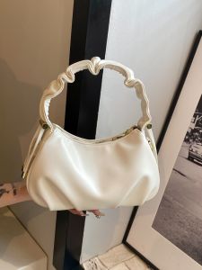 Silver Large Capacity Womens Handbag 2024 New Fashion Niche Design Crossbody Bag Handheld Pleated Office Small Grab Bag