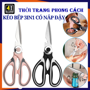 Kéo Làm Bếp Đa Năng 3in1 Có Nắp Đậy - Kéo Cắt Gà Mổ Cá  Khui Nắp Chai Lưỡi Thép Siêu Bén Bền Đẹp Tiện Lợi / Kéo Cắt Đa Năng - Kéo Cắt Cây Cảnh