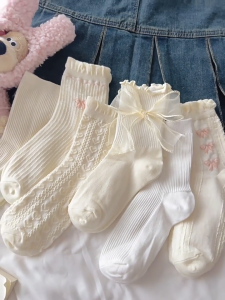 0 บาท 💥💥💥 vถุงเท้า JK ญี่ปุ่นน่ารักสำหรับผ้าฝ้ายเด็กผู้หญิงถุงเท้าสีขาวถุงเท้าลูกไม้ Jane กับรองเท้าหนังขนาดเล็กและเหงื่อ-ถุงเท้าซับเหงื่อฮาโลวีน