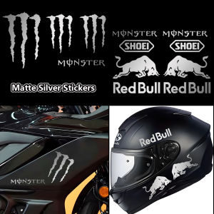 Matte Silver Monster Red Bull Sticker Motorcycle Body Helmet Waterproof Vinyl Sticker