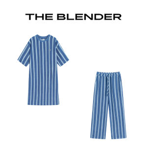 Theblender | Đầm Ngủ Nữ Dáng Rộng Kẻ Sọc Vải Terry Thu Đông