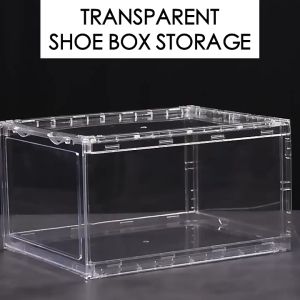 MISN 6PCS Acrylic Shoe Box Clear Magnetic Stackable Organizer Large Space Container Storage Shoe box