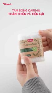 Tăm bông thân giấy tự nhiên mềm mại Care4u 100 que/hộp