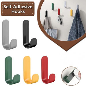 6 Pcs Powerful Sticky Hook Without Punching Hook Kitchen Bathroom Living Room Door Hook Bedroom Dormitory Colorful Sticky Hooks