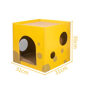 Cat Scratching Board Double Layer Cheese Box Corrugated Paper Wear Resistant Scratch Pad Nail Trimming Cat Bed For Indoor Cats
