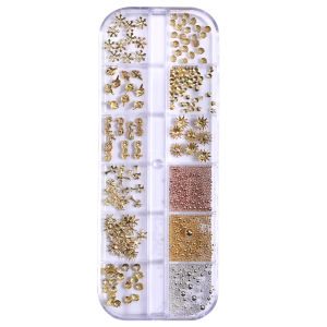 Kasi | Czech Drill Mix Mini Steel Balls Flat Back Nail Art Material Pack Pearls Flower Decorations