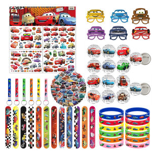 Cars Party Favor Lightning McQueen Gift Bag Goody Bag Pinata Fillers Stickers Slap Bracelets Paper Glasses Cars Party Decoration