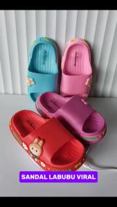Sandal Jelly Labubu Anak Perempuan Motif Kartun Warna Cerah Bahan Karet Import Size 24-35