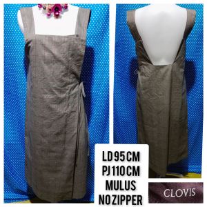 OL (OVERALL) MIDI DRESS BACKLESS GREY(CLOVIS) 345