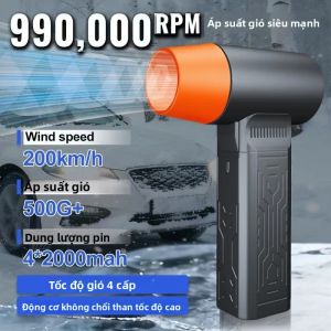 Quạt Thổi Khí Không Chổi Than Tốc Độ Cao 990000 Vòng/phút Quạt Phản Lực Turbo Lực Đẩy 500g Tốc Độ 120km/h Dụng Cụ Vệ Sinh Xe Hơi/tuyết/máy Tính Với Pin 8000mAh