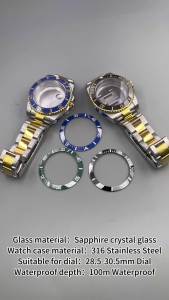 40mm Watch Case NH35 Stainless Steel Parts Sapphire For NH35 NH36 4R 8215 2824 Jubilee Oyster Bracelet Gold Watch Cases NH35A