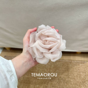 Delicate Pink Chiffon Rose Hair Clip French Style Side Tailor-made Hairpin Elegantly Adorn Your Hair with This Graceful Accessory