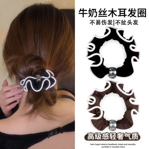 Elegant Fashionable Womens Hair Ties with Wood Grain Edge Sparkling Diamond Ball Headbands High Elasticity Hair Bands