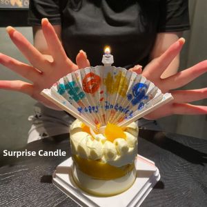 Birthday Clown Themed Fan Shaped Candle Creative Funny Decoration for Boys Cakes Surprise Gift Romantic Style Simple Packaging