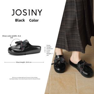 Josiny | Slip-On Retro British Style Bow Loafer Mules