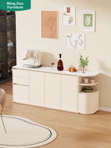 MINGDUO | Creamy Arc Slab Design Kitchen Cabinet and Sideboard
