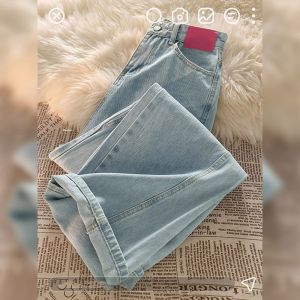 PAIBOLI | Slimming Straight Leg Jeans Womens Light Blue Versatile Summer New Style European Station Small Size Pants Korean Style Commute