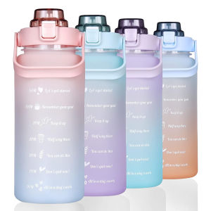 2L Sport Water Bottle Motivational Water Jug with Straw Time Marker for Sports Fitness Tour Hiking Climbing Running Yoga