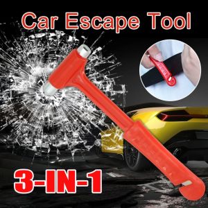ค้อนทุบกระจกแบบ3-IN-1สำหรับรถยนต์เบาะนั่งอุปกรณ์ตัดสายที่ตัดกระจกแบบพกพาขนาดเล็กชุดหลบหนีฉุกเฉินเครื่องมือช่วยเหลือรถยนต์