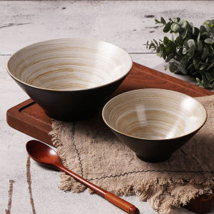 Retro Japanese Style Ceramic Noodle Bowl Large Funghi Shape Soup Bowl for Home Use Single Person Eating Noodles Commercially Available