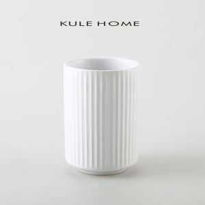 KULE HOME แก้วล้างปากเซรามิกแบบเรียบง่ายสำหรับคู่รัก ชุดแปรงสีฟัน แก้วใส่ยาสีฟัน แก้วใส่ของใช้ในห้องน้ำ