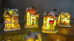 Christmas glowing small house Christmas decorated house Christmas decorated resin figurine