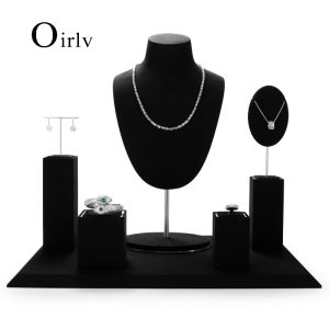 Oirlv Ring Earrings Bracelet Necklace Mannequin Stand Jewellery Display Holder Tray Showcase Exhibition Jewelry Storage Organizers Rack TT064
