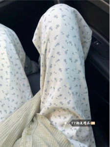 Quần Ống Đứng Họa Tiết Hoa Cổ Điển Nhật Bản Cho Nữ Mùa Đông Quần Thể Thao Rộng Rãi Cạp Cao Lót Lông Cừu Nhỏ