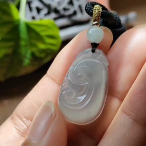 Crafted as Ruyi Pendant on Natural Type A Jadeite Jade certificate weighs 2.86 grams measurement 24.6 * 15.1 * 4.3 mm (pendant376)