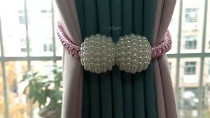 Curtain Tie Pearl Ball Tiebacks Buckles Ribbon Holder Drapery Holdbacks Curtain Clip