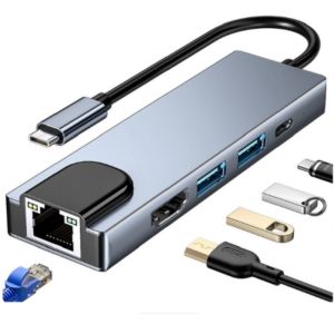 Đế Mở Rộng Card Mạng USB Đa Chức Năng 5 Trong 1 Type-C Với Bộ Chuyển Đổi HDMI PD - Trạm Kết Nối USB 3.0