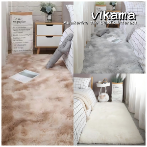 VIKAMA Soft Silk Hair Home Decor Small Floor Rug Kids Bedroom Bedside Fluffy Plush Carpet