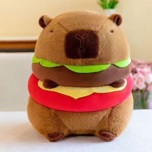 Funny Hamburg Capybara Plush Toy Fluffty Cute Plushie Doll Simulation Capibara Anime Stuffed Animals Soft Plush Gift Kid Toys