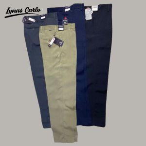 Celana Bahan Pria Reguler Formal Kain Jumbo Kerja Kantor Hitam Abu Tua Navy Cream Size 27-44 Santai
